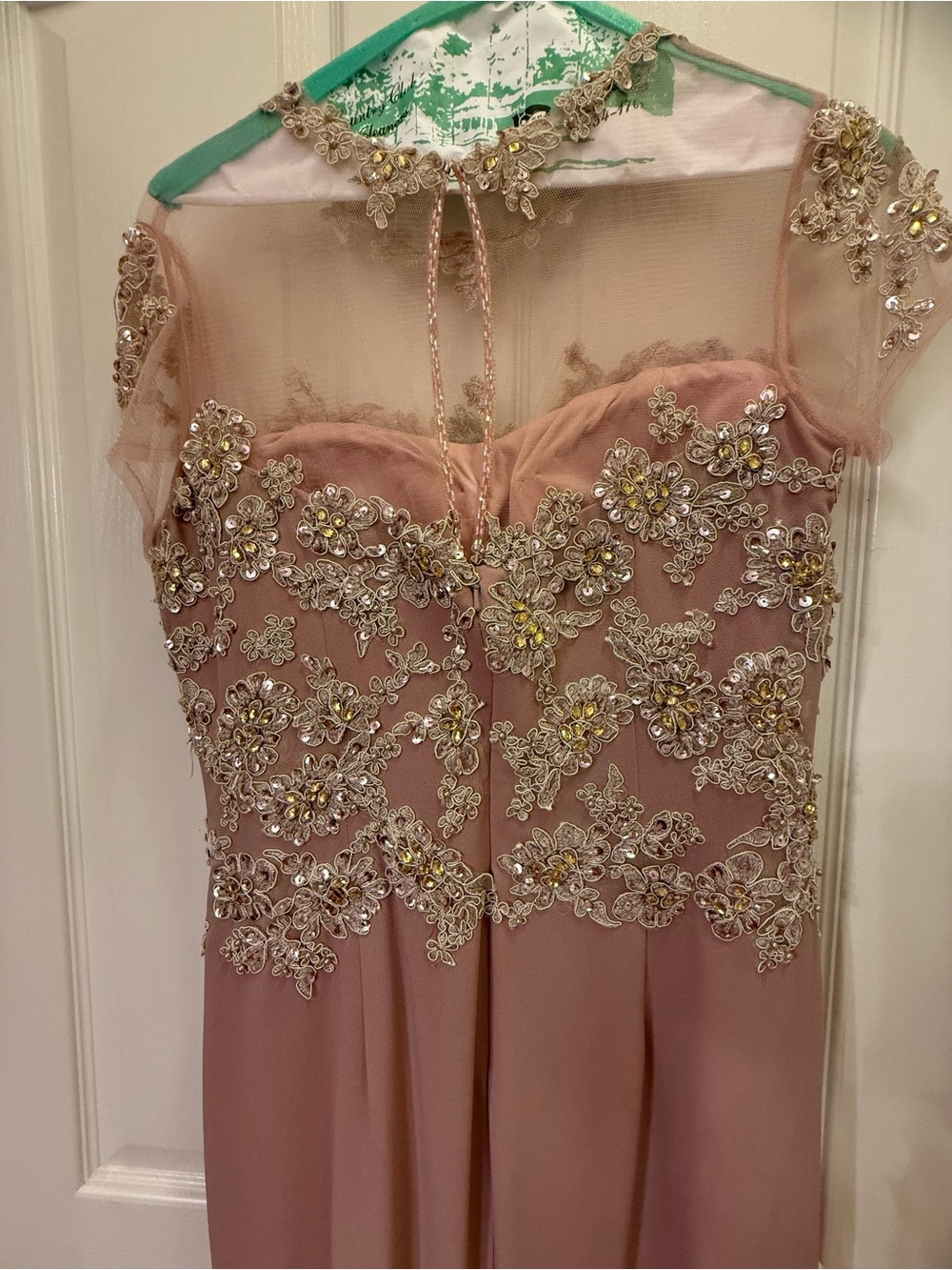 Mon Cheri Blush Pink Embellished Evening Gown